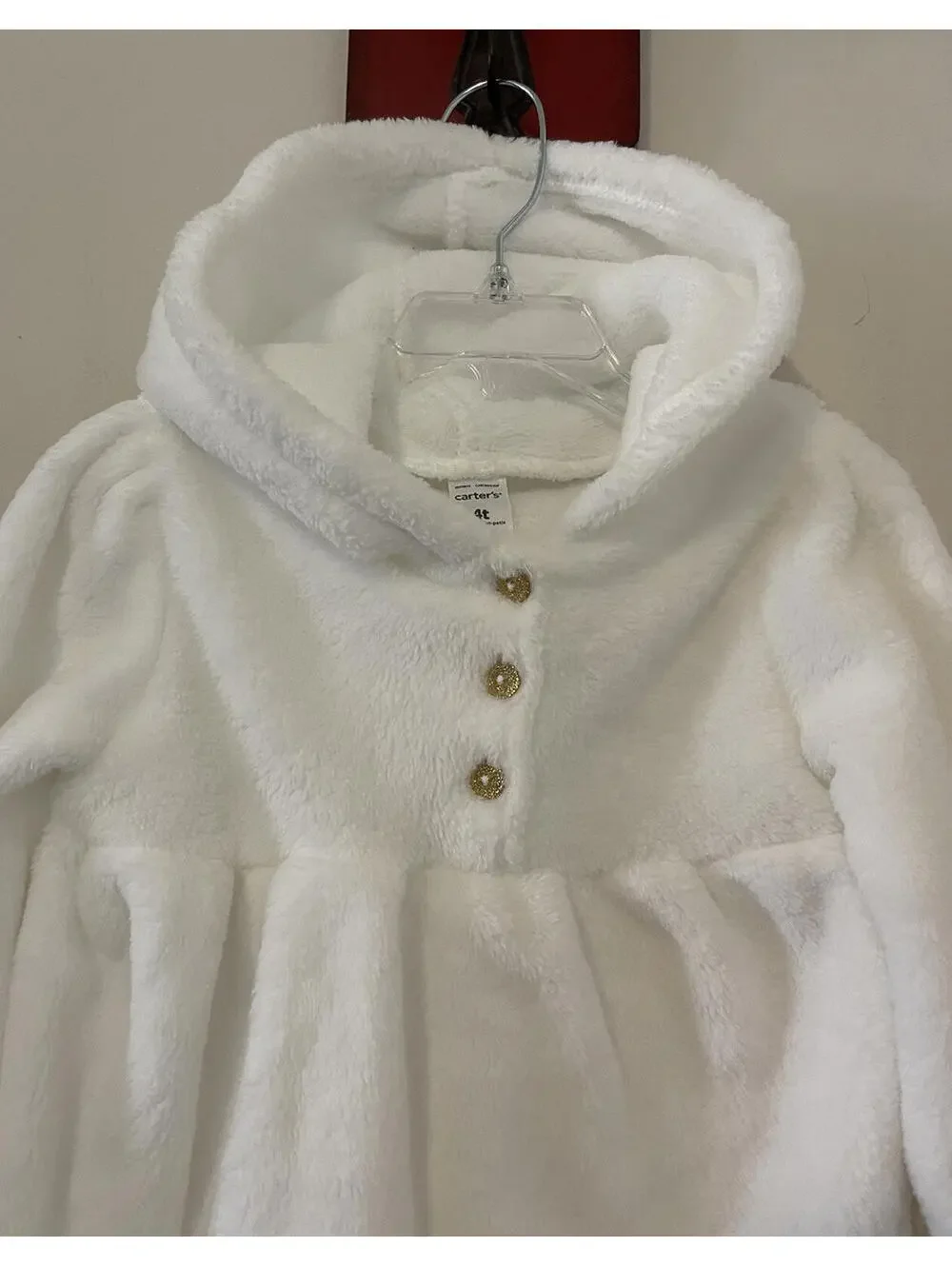 Carters Girls 4t White Pullover Half-Button Fleece Hoodie NWT! A1772